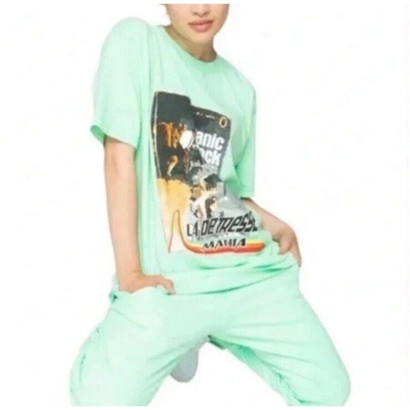 La Detresse Tops - La Detresse Womens NWT Sz L Thin Mint Green Panic O'Clock Short Slv T Shirt $160